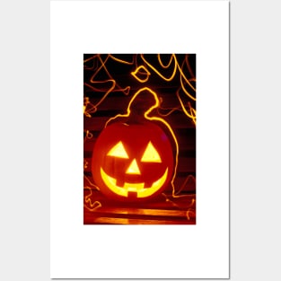 Carved pumpkin smiling Posters and Art